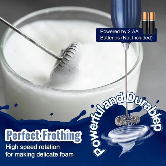 Black 1PC Powerful Electric Milk Frother Mini Milk Foamer Battery Operated Whisk - Picture 4 of 5